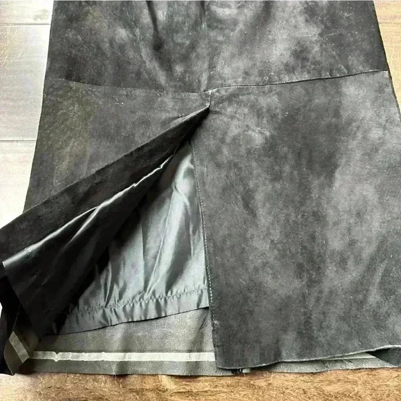 VINTAGE 1980'S BRASS PLUM NORDSTROM ANKLE LENGTH 100% SUEDE DRESS RARE SIZE M - Picture 6 of 14